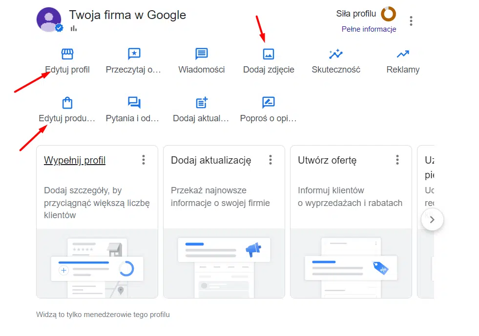 Google Twoja Firma – edycja profilu