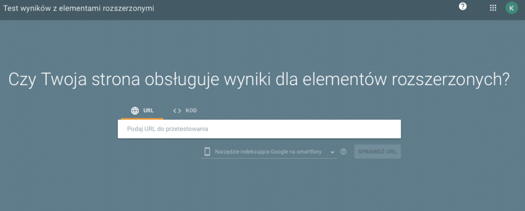 Test wyników z elementami rozszerzonymi od Google