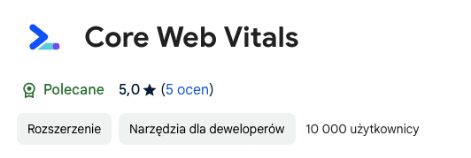 Core Web Vitals - rozszerzenie do przeglądarki Chrome