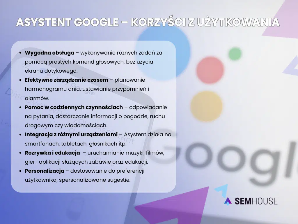 Asystent Google - korzyści z użytkowania (infografika)