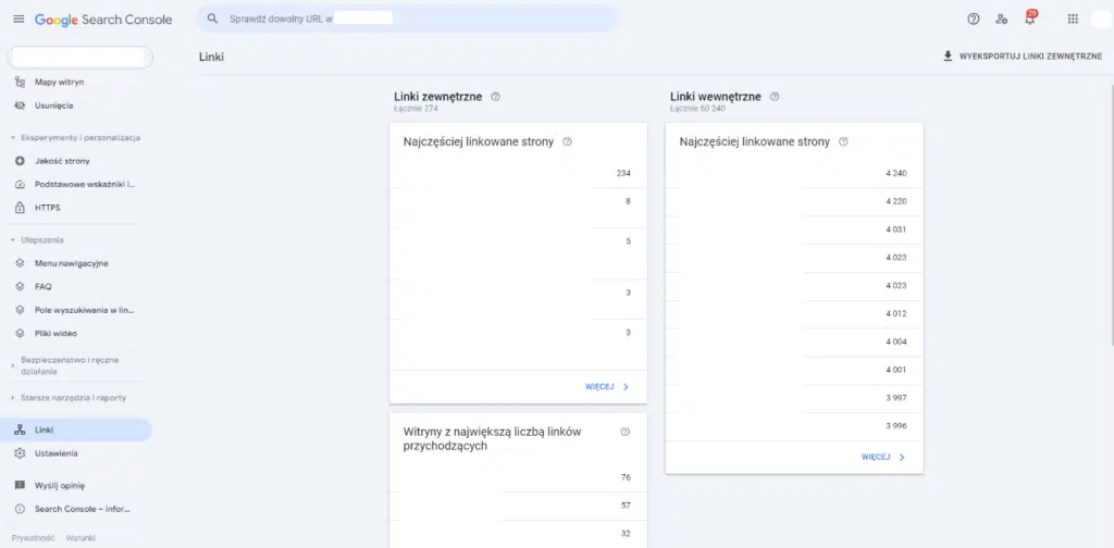 Google Search Console - sprawdzanie linków przychodzących