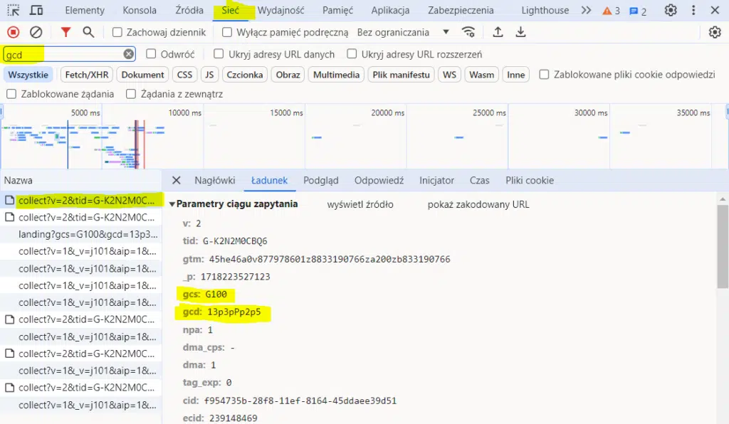 Narzędzia deweloperski Chrome - jak sprawdzić poprawność wdrożenia Consent Mode v2?