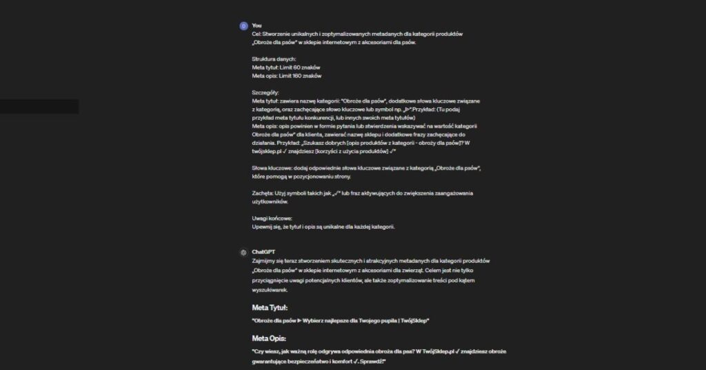Generowanie meta title oraz meta description z wykorzystaniem ChatGPT