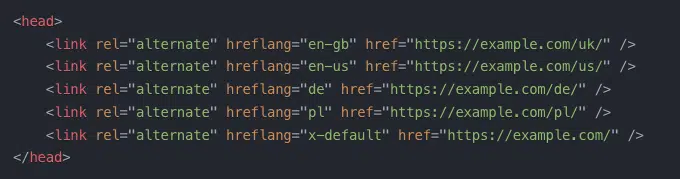 Tag hreflang - przykład implementacji w kodzie HTML