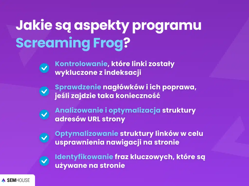 Jakie są aspekty programu Screaming Frog?