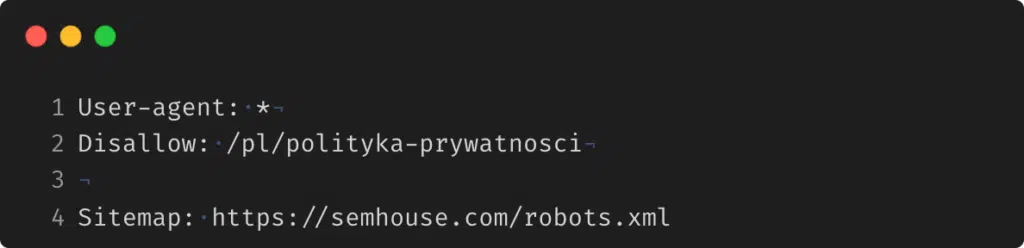 Ograniczenie indeksowania podstrony z polityką prywatności w pliku robots.txt