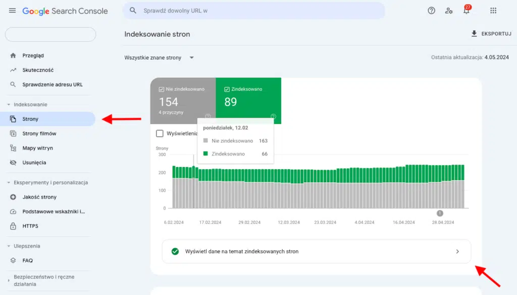 Sprawdzanie statusu indeksacji stron w Google Search Console