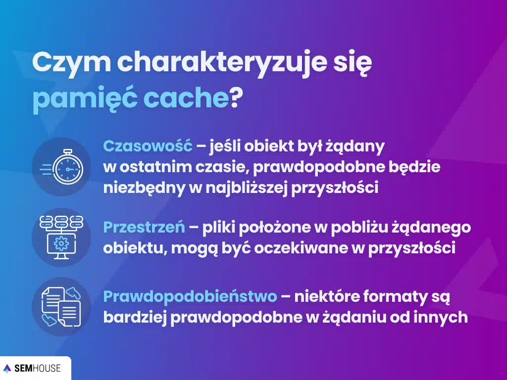 Czym charakteryzuje się pamięć cache?