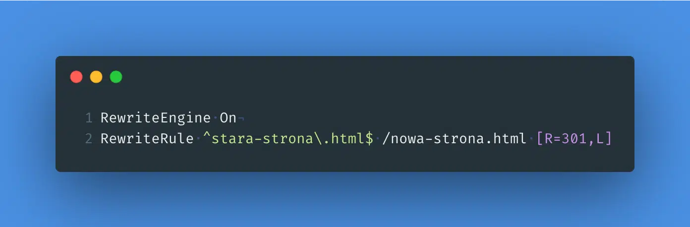 Przekierowanie 301 w pliku .htaccess