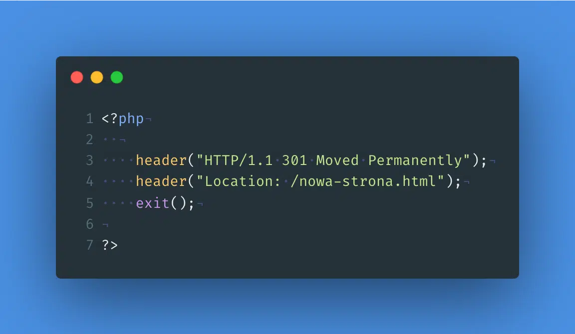 Przekierowanie 301 w PHP