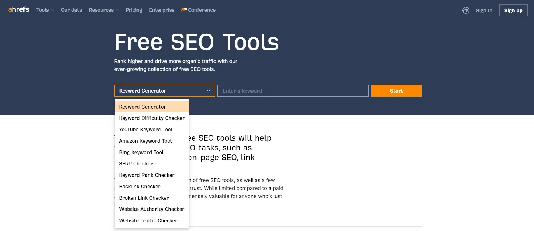 Free SEO Tools – darmowe funkcje Ahrefs