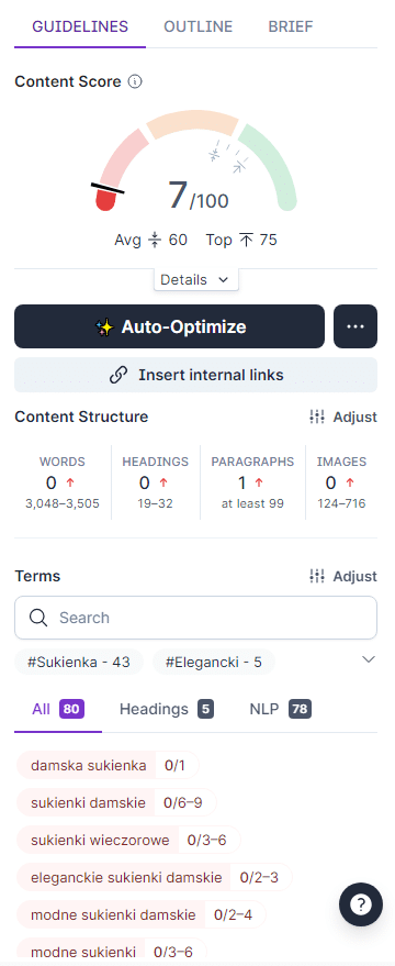 Surfer SEO Content Editor - Content Score i wytyczne do treści