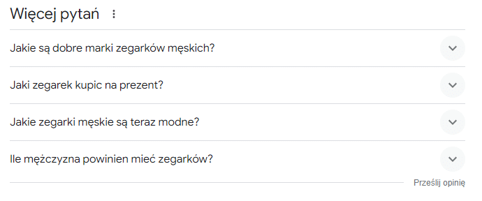 Więcej pytań w Google dla frazy "męski zegarek"