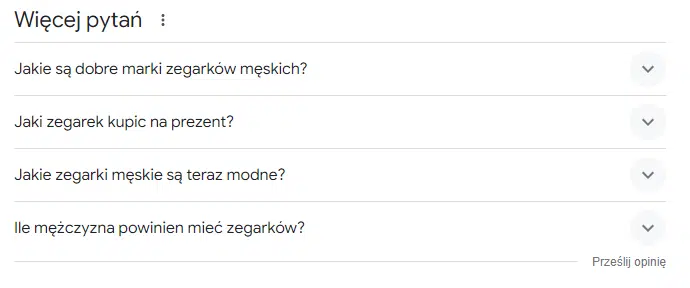 Więcej pytań w Google dla frazy "męski zegarek"