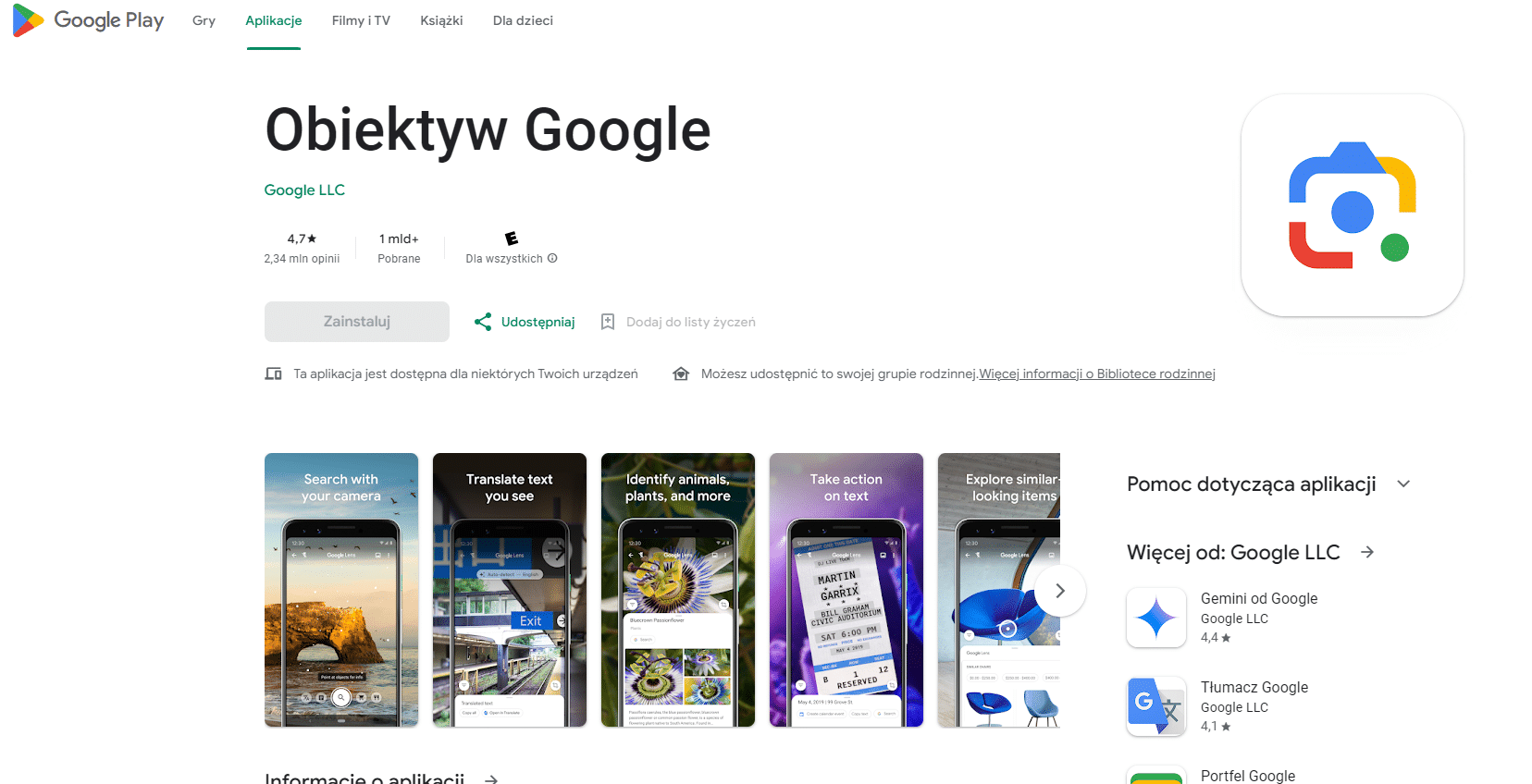 Obiektyw Google - aplikacja Google Lens na urządzenia z systemem Android i iOS