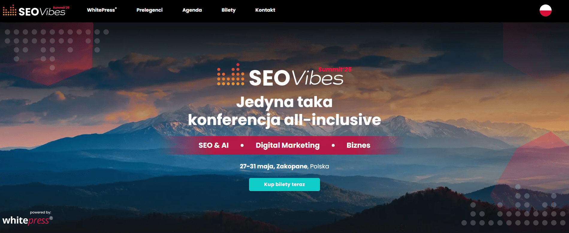 Landing page - przykład (międzynarodowa konferencja SEO)