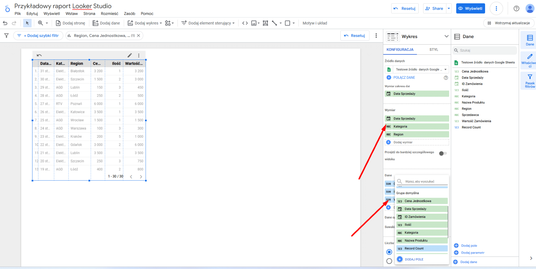 Looker Studio (Google Data Studio) - konfiguracja wykresu