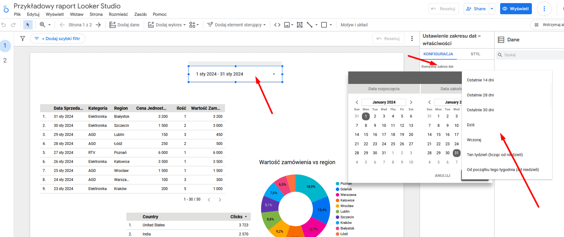 Looker Studio (Google Data Studio) - ustawienia zakresu dat
