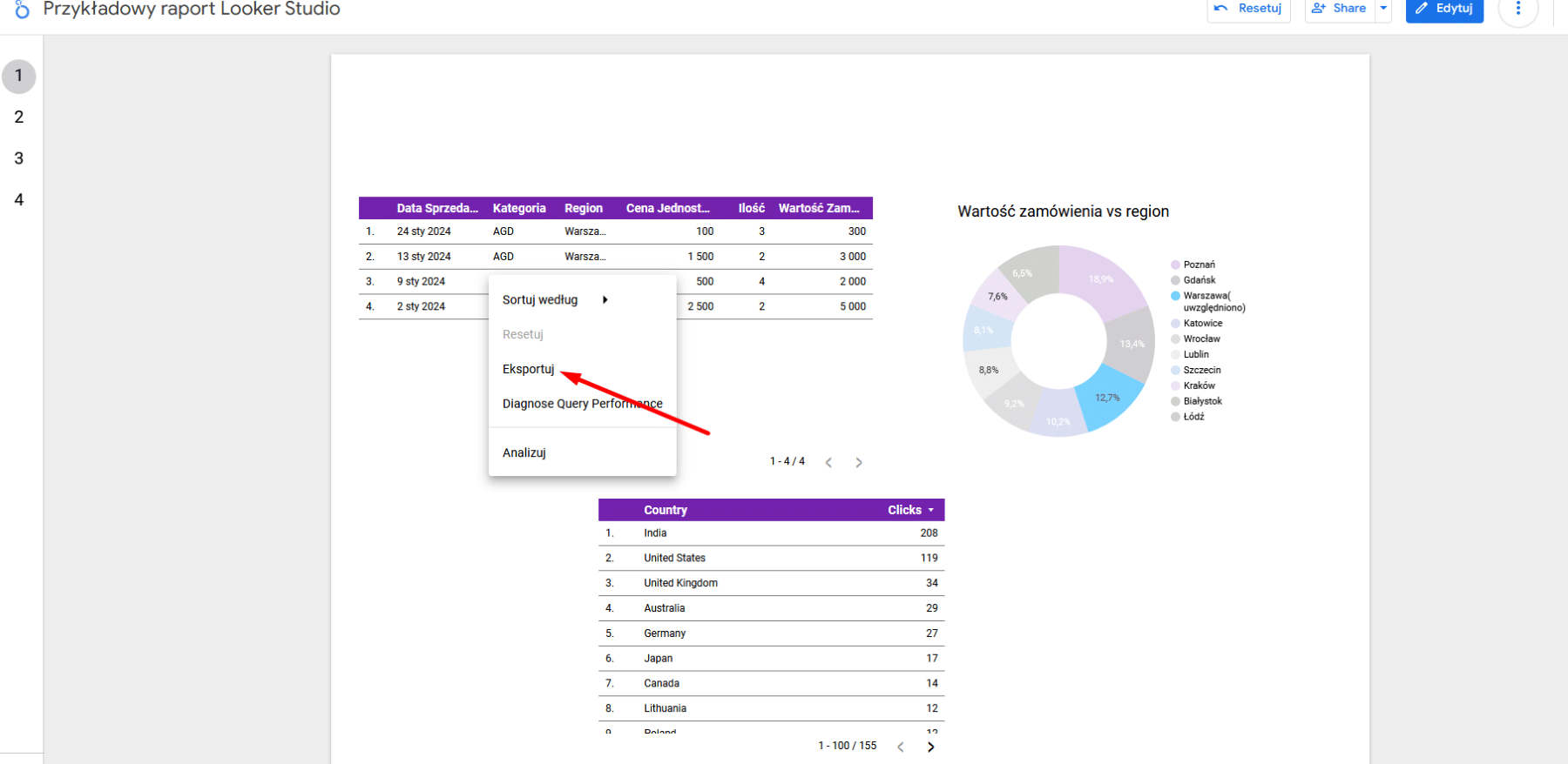 Looker Studio (Google Data Studio) - eksportowanie danych