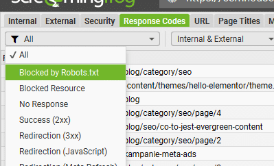 Audyt pliku robots.txt w Screaming Frog SEO Spider