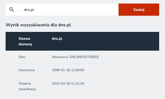 Sprawdzanie danych WHOIS domeny w rejestrze NASK
