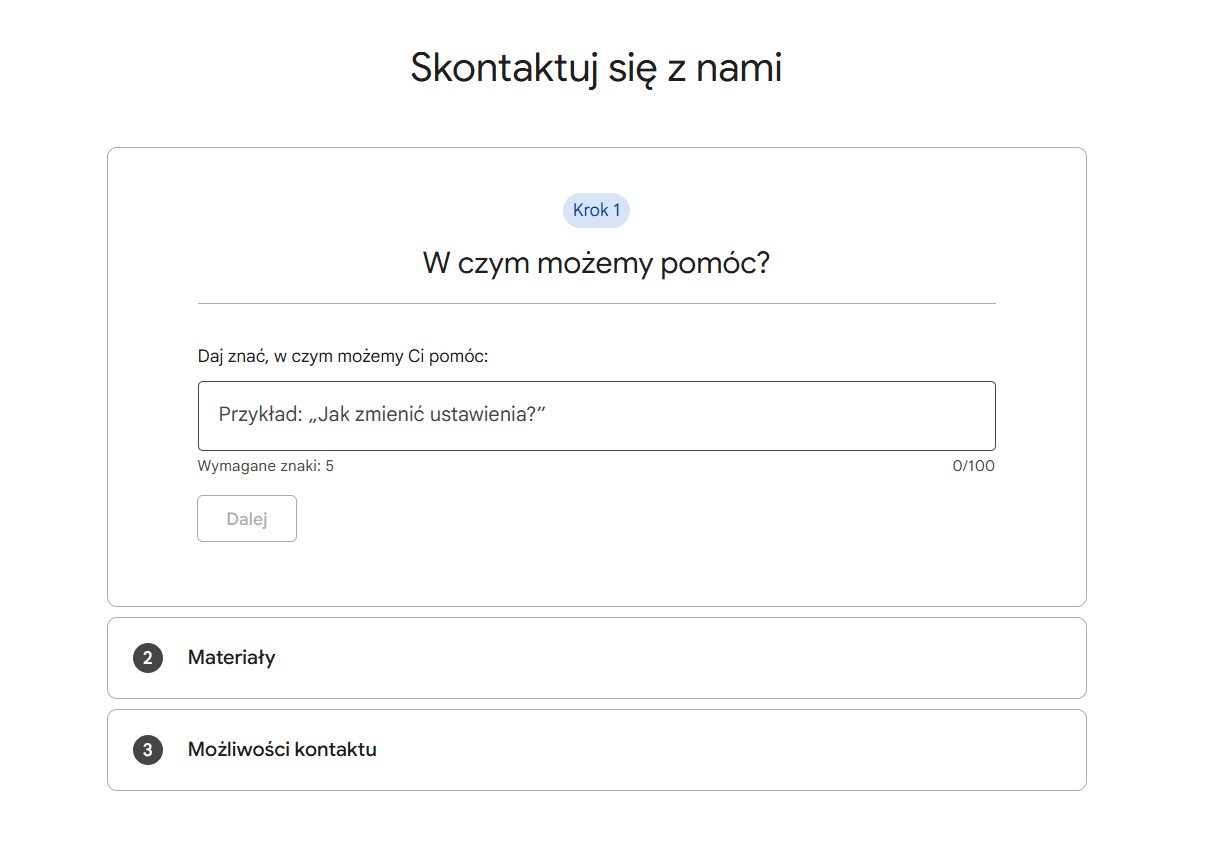 Kontakt z Google Maps - zgłoszenie przez formularz