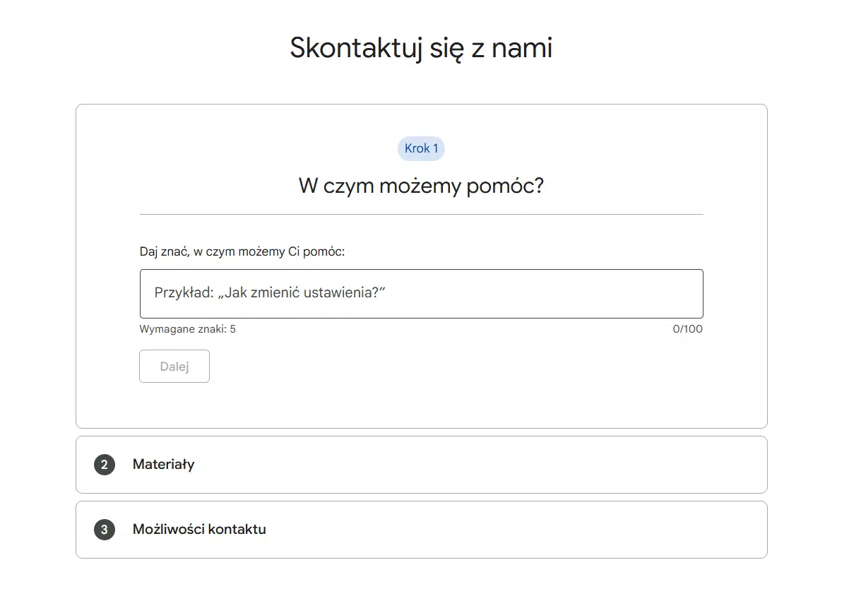 Kontakt z Google Maps - zgłoszenie przez formularz