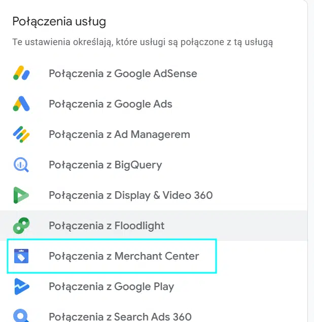 Łączenie Google Merchant Center z Google Analytics 4