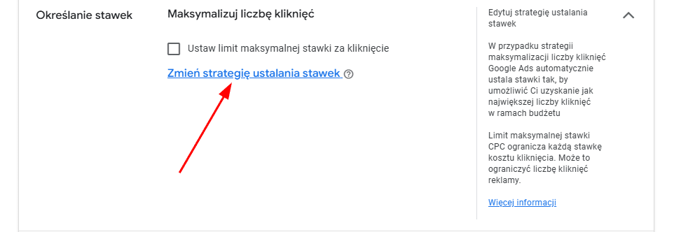 Zmiana strategii ustalania stawek w Google Ads