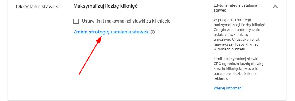 Zmiana strategii ustalania stawek w Google Ads