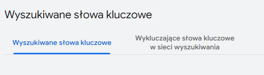 Ustawienia słów kluczowych w kampanii Google Ads