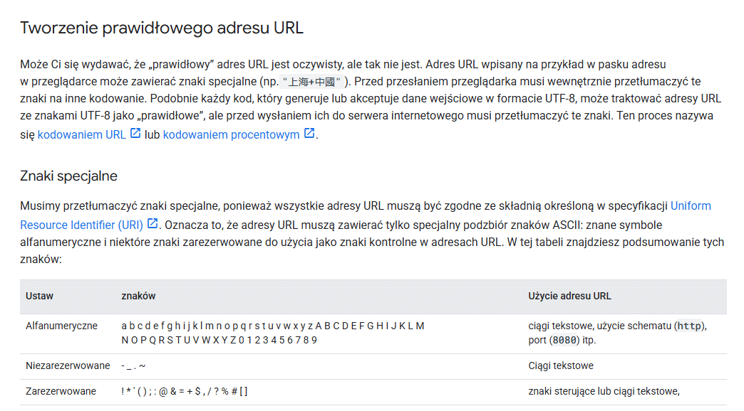 Tworzenie prawidłowego adresu URL - wytyczne Google