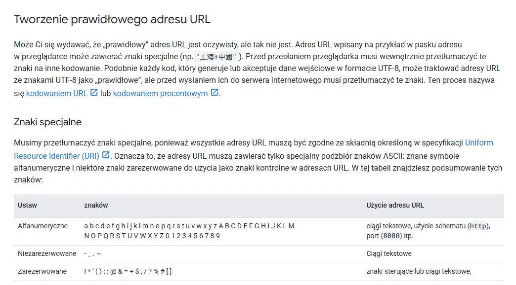 Tworzenie prawidłowego adresu URL - wytyczne Google