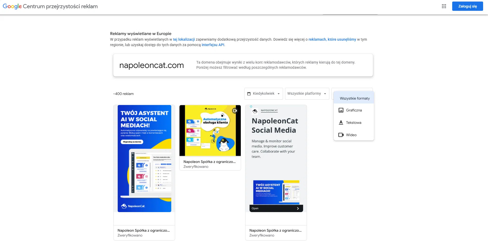 Centrum Przejrzystości Reklam Google - narzędzie do sprawdzania reklam konkurencji