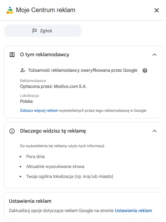 Moje Centrum Reklam w Google