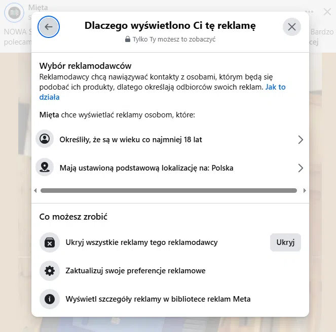 Reklama na Facebooku - dlaczego widzę tę reklamę?
