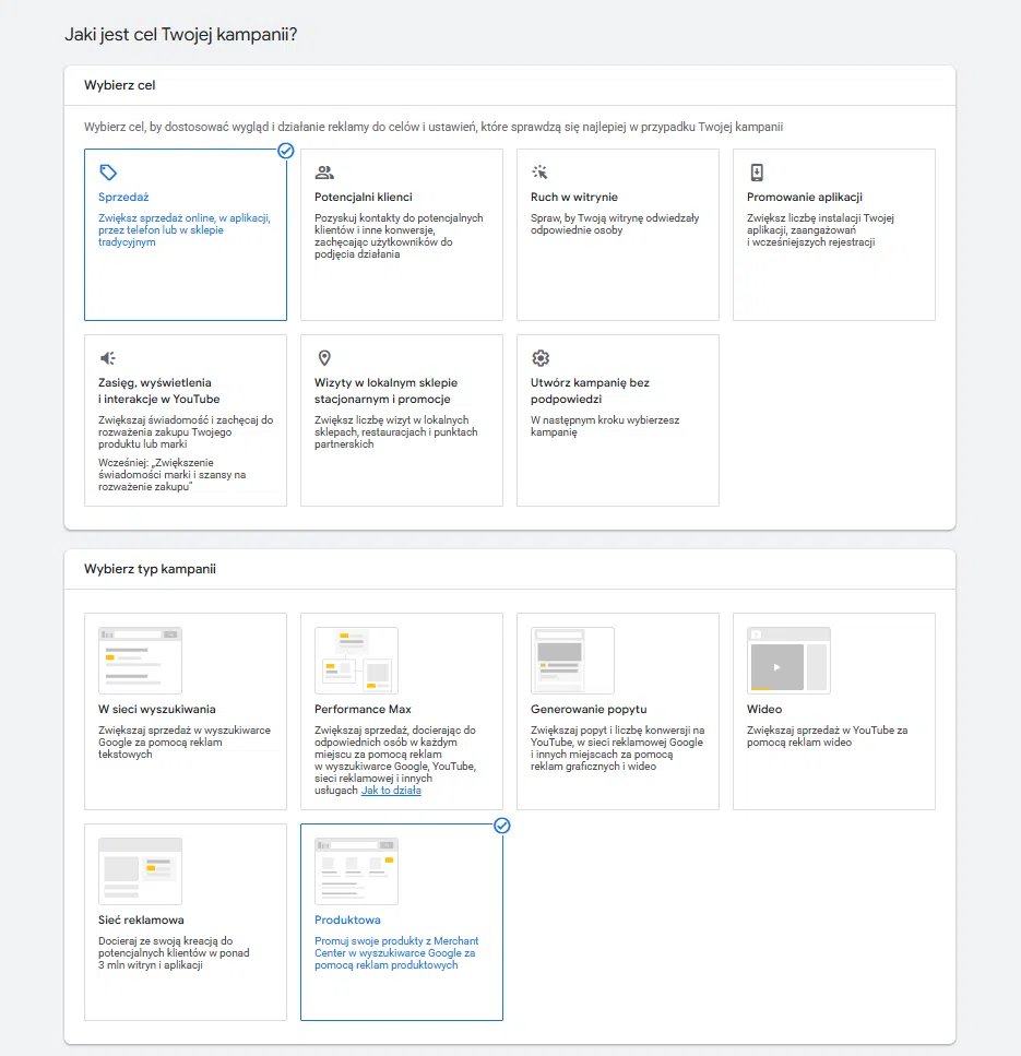 Kampania produktowa w Google Ads
