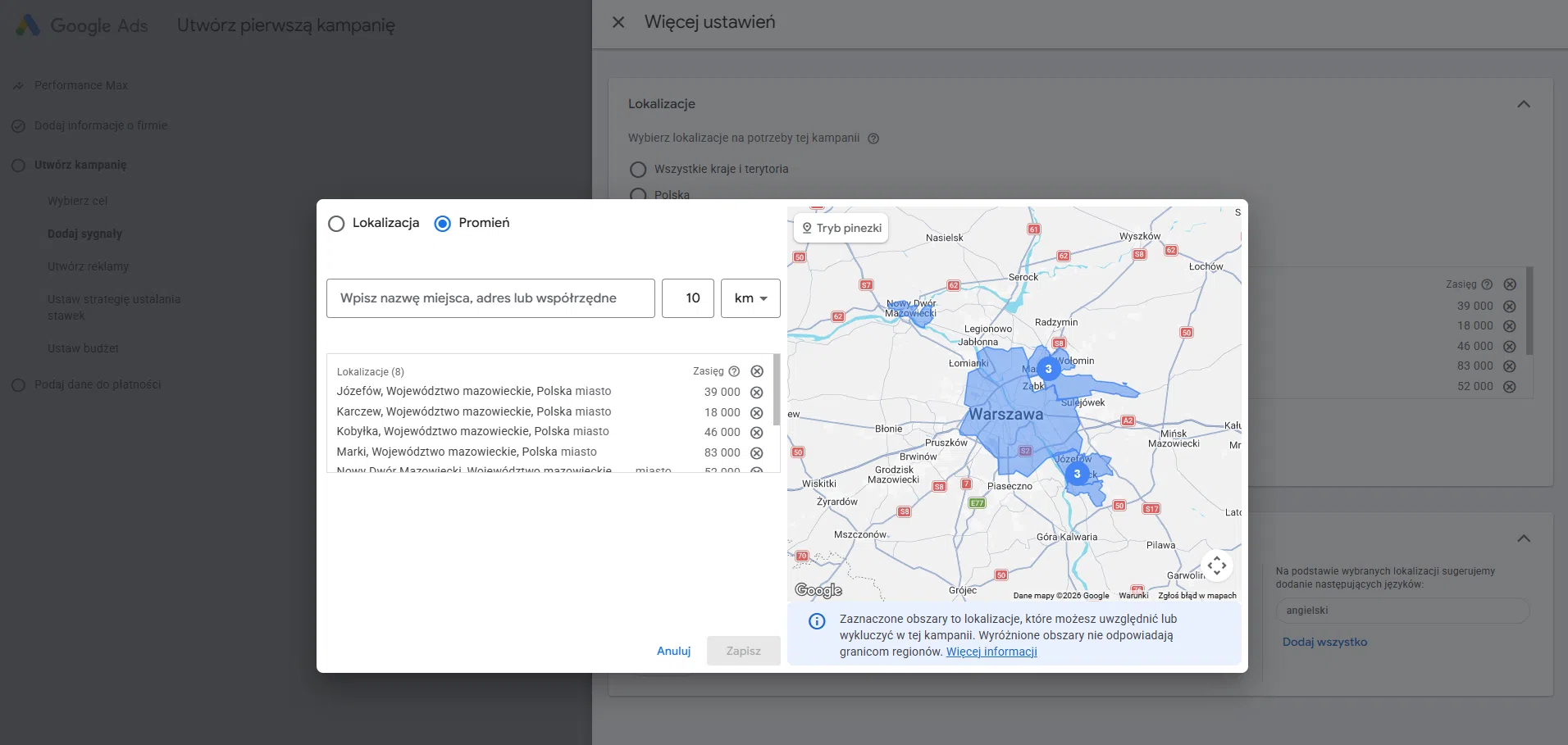 Geotargetowanie kampanii Google Ads
